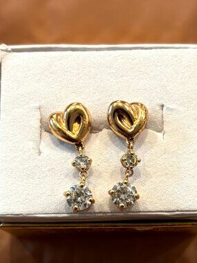 Swarovski Heart Drop Earrings, Rose Gold